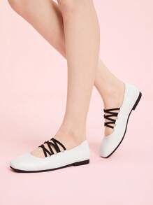 CUCCOO DOLLMOD Women White Flat Slip-On Square Toe Shoes - White - View 5
