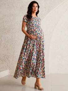 MaterniWear Vestito estivo a maniche corte per donne incinte, alla moda