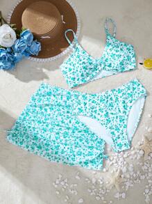 SHEIN Teen Girls Random Print 2-Piece Swimsuit Set Young Girls Sets Summer Sets For Girls Teen Girls Sets Cute Sets Teen Girls Sets Cute Sets Teen Girls Sets Teen Girls Sets Bathing Suits For Teens Top