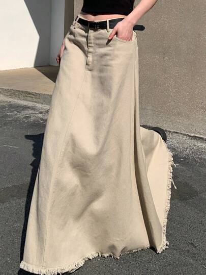 DAZY 女士休闲纯色长款流苏裙 夏季