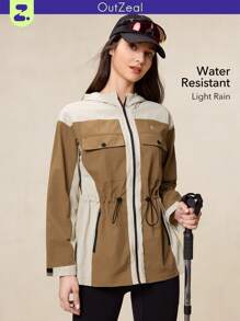 OutZeal Woman Waterproof Tear Resistant Nylon Color Blocking Hiking Jacket Windbreaker For Hiking