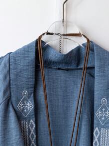 Mulvari Plus Size 2pcs Women's Set - Slot Print Long Sleeve Top And Pants