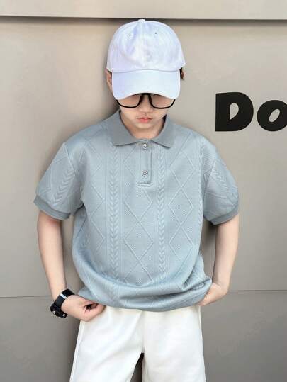 Vacaura 青少年男孩纯色短袖 Polo 衫，简约时尚，适合夏季