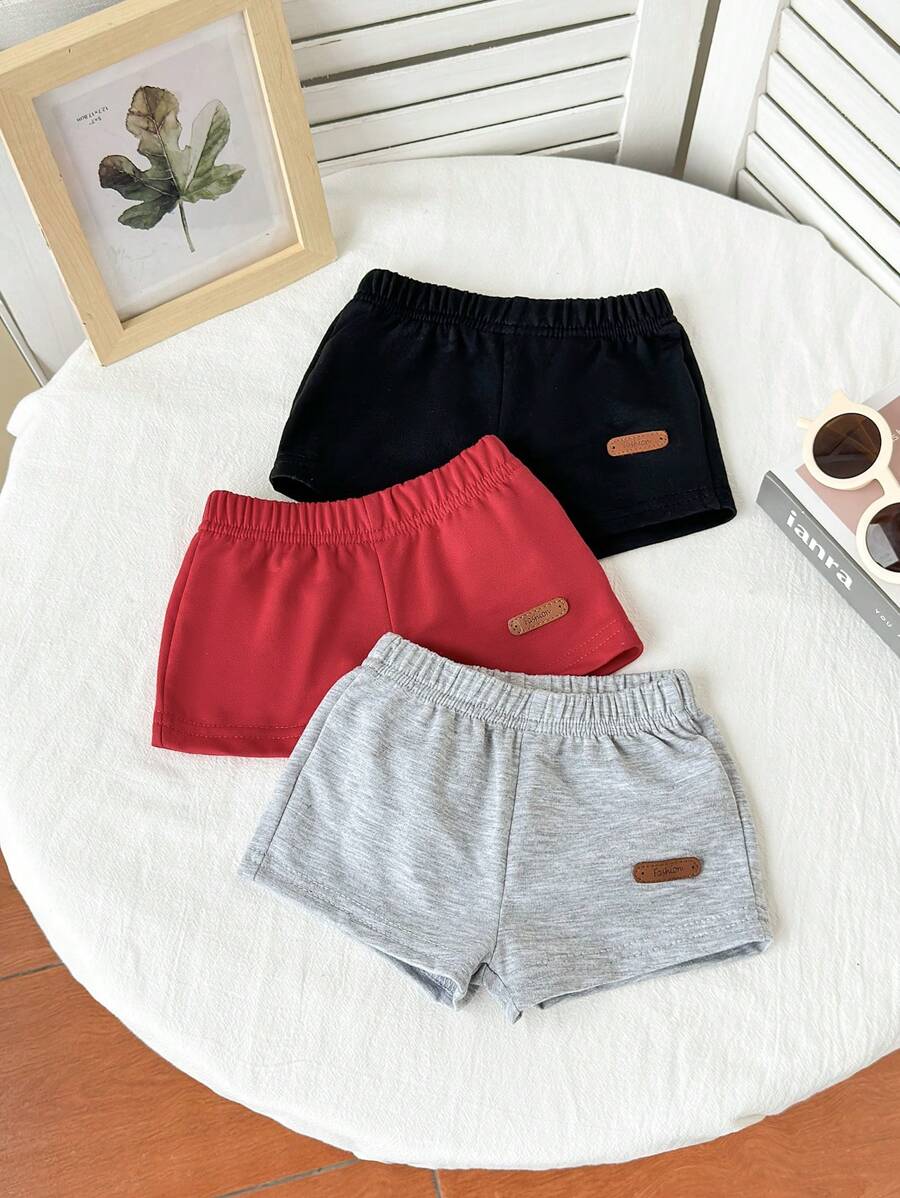 SHEIN 3pcs/Set Baby Boys' Casual Versatile Daily Wear & Sports Shorts Set, Spring/Summer - Multicolor - View 1