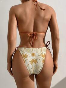 SHEIN Swim Conjunto de traje de baño de mujer de verano con cordones, de moda y sexy