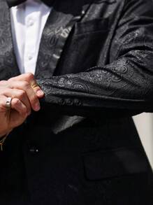 Manfinity Mode Men's Business/Commute Jacquard Suit Jacket Wedding Suits For Men Wedding Suit Men Groomsmen Suit