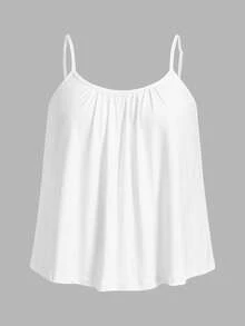 SHEIN EZwear 3件套加大码女式褶皱宽松吊带背心，可调节肩带，适合春夏穿着 - 彩色 - 查看 4