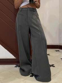 Livesso Pantaloni lunghi casual da donna di colore unito, adatti per l'ufficio, nuovi arrivi estivi
