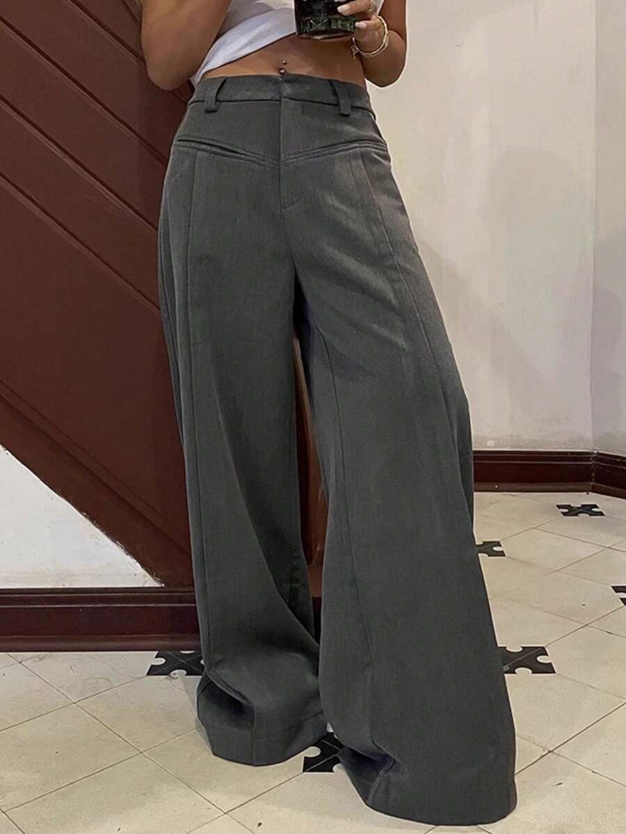 Livesso Pantaloni lunghi casual da donna di colore unito, adatti per l'ufficio, nuovi arrivi estivi