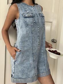 Siren Gaze Women's Casual Loose Denim Overall Shorts And Jumpsuit, Blue, Summer Beach Vacation, Suitable For Daily Dating, Night Out, Nightclubs, Parties, Get-Togethers, Pool Parties, Holiday Women's Women's Clothing;Mother Day/Mom/Mother/ Mommy/Mother's Day/Mama/Mum/Mother's Day Gift