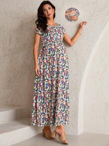 MaterniWear Vestito estivo a maniche corte per donne incinte, alla moda