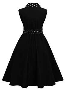 Rometta 大码波尔卡圆点印花系带无袖连衣裙