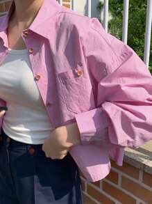 DAZY Women Casual Simple Fashion Shirt, For Daily Wear Fall,Winter - Purple - View 10