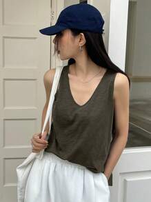 DAZY Damen Lässiges Leinentop im Künstlerstil, Preppy Oberteil