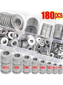 180件不锈钢垫片盒，304不锈钢平垫圈组合螺丝垫圈