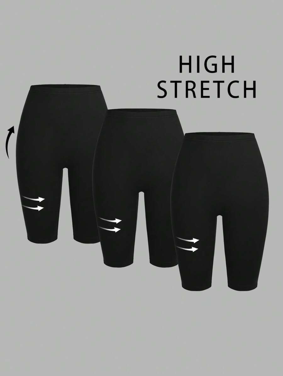 SHEIN EZwear Quần bó bó dệt kim thường ngày cho nữ, quần lửng, mùa hè - màu đen - Xem 1