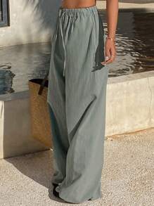 DAZY Quần ống đứng thoải mái, rộng rãi, mùa hè mới, quần đi biển thoải mái cho phụ nữ - màu xanh lá - Xem 3