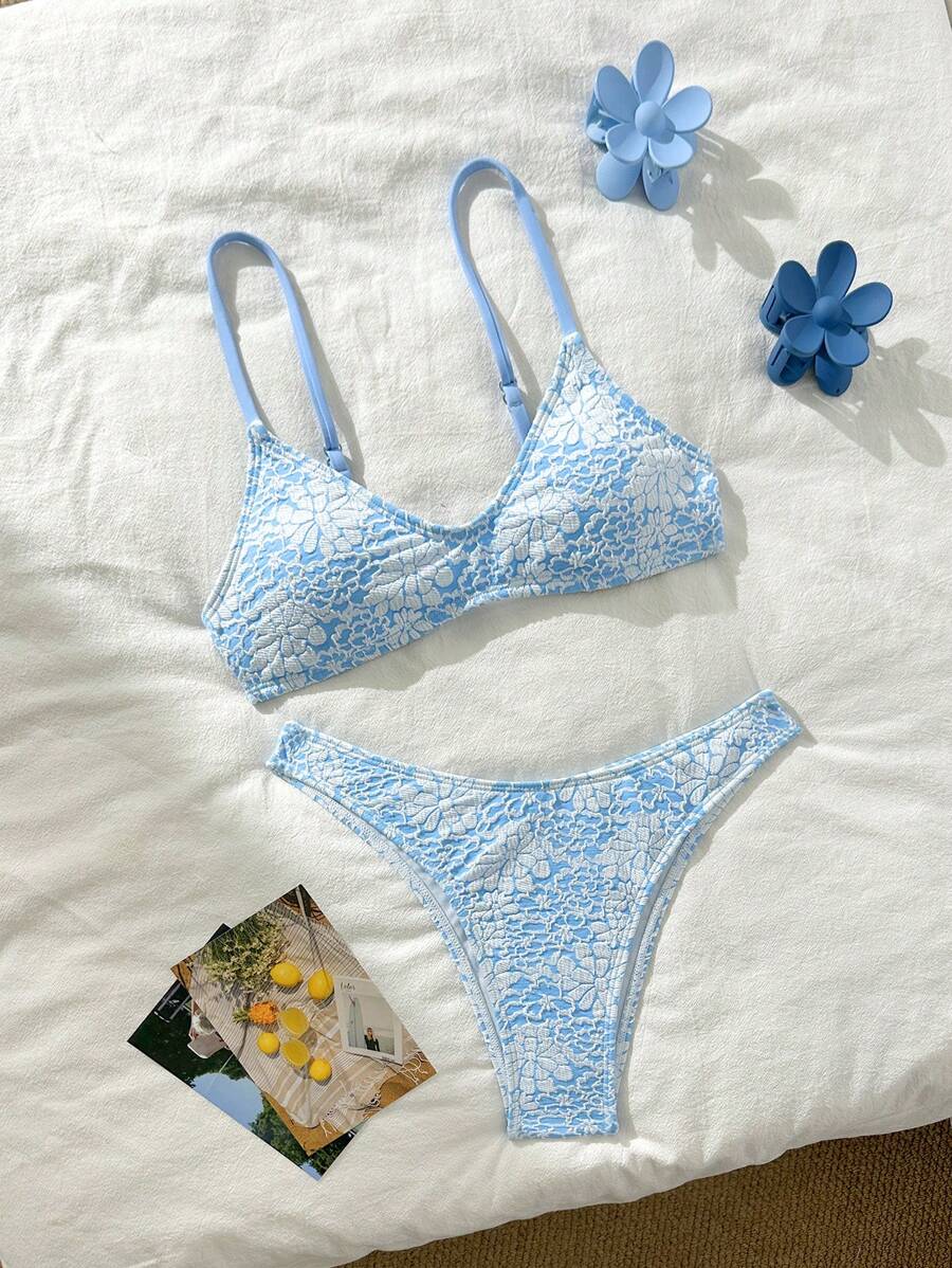 Swim Mod Women European & American Style Sexy Minimalist Bikini Set For Summer Beach Vacation - Blue - View 1