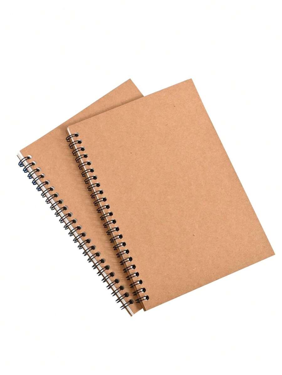 STONEGO 1 件 B6 速写本，软封面螺旋笔记本牛皮纸封面空白速写本，100 页/50 张牛皮纸封面空白速写本，用于速写、书写和日记本补充装，黑色卡片纸封面白色内页，返校，学校用品 - 卡其色 - 查看 1