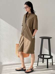 FRIFUL Women Khaki Color Jumpsuit Capri Pants, Casual Spring/Summer
