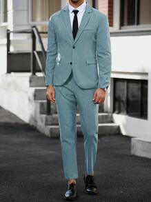 Manfinity Mode Men's Business/Commuter Suit Set, Jacket And Trousers