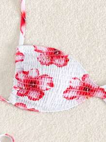 SHEIN Swim Bộ đồ bơi bikini gợi cảm in họa tiết hoa nhiệt đới 2 mảnh hở lưng có thể điều chỉnh cho nữ và dây buộc bên hông, kỳ nghỉ hè ở bãi biển - Nhiều màu - Xem 5