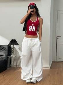 Coolane Women'S Color Block Star & Digital Print Halter Top