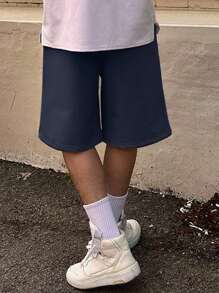 DAZY Men's Summer Casual All-Match Solid Color Shorts Men Joggers - Navy Blue - View 8