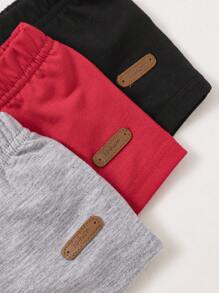 SHEIN 3pcs/Set Baby Boys' Casual Versatile Daily Wear & Sports Shorts Set, Spring/Summer - Multicolor - View 4