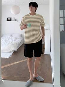 DAZY Men's Basic Striped Comfort Pajama Top - Brown - View 3