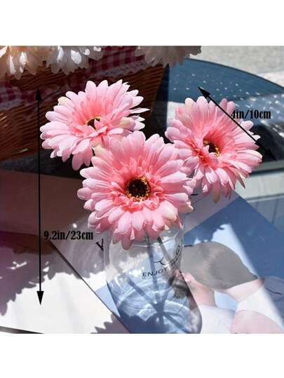 3 Packs, Artificial Flowers, Premium Antioxidant Simulation Gerbera, Real Touch Flower Arrangement, Room Decor, Home Decor, Living Room Decor,Bedroom Decor, Wedding Decor, Office Decor, Cafe Decor, Valentine's Day Gift, Birthday Gift, Mother's Day Gift, Valentine Day, Gift ,Fake Plant