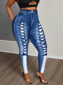 Slaydiva Quần legging dài bó dệt kim thường ngày cho nữ, phù hợp cho mùa hè - Rửa trung bình - Xem 3