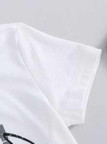SHEIN Leap Crew 2 件套男童休闲字母 & 狮子图案短袖 T 恤和裤子套装 - 黑色 - 查看 4