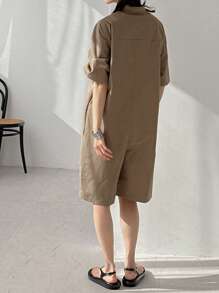 FRIFUL Women Khaki Color Jumpsuit Capri Pants, Casual Spring/Summer