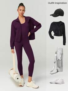 GLOWMODE 26英寸 FeatherFit™-Air 交叉后背圆领舒适连体衣 低冲击瑜伽日常可拆卸罩杯 - 櫻桃可樂 - 查看 7