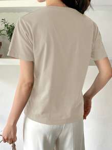 DAZY Letter Graphic Round Neck Tee - Apricot - View 2