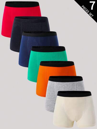 7pcs Boys' Soft Cotton Breathable Briefs, Multiecolor