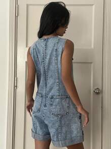 Siren Gaze Women's Casual Loose Denim Overall Shorts And Jumpsuit, Blue, Summer Beach Vacation, Suitable For Daily Dating, Night Out, Nightclubs, Parties, Get-Togethers, Pool Parties, Holiday Women's Women's Clothing;Mother Day/Mom/Mother/ Mommy/Mother's Day/Mama/Mum/Mother's Day Gift
