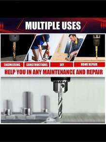 SHEIN STONEGO 6PCS/SET Tap Drill Bits HSS4341 Woodworking M3/M4/M5/M6/M8/M10 Metric Combination Screw Thread Tap Drill Bits,Tool Accessories