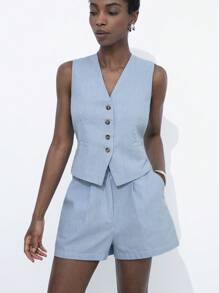 Aveloria Modichic Completo casual da donna composto da canotta monopetto a righe e pantaloncini