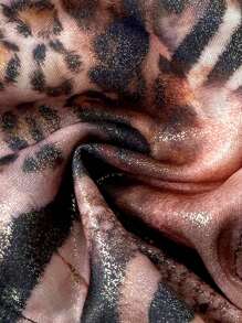 Swim EVENT 2pcs Women Leopard Print Ruffled Hem Spaghetti Strap Bikini Set, Summer - Multicolor - View 8