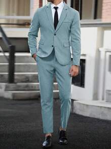 Manfinity Mode Men's Business/Commuter Suit Set, Jacket And Trousers