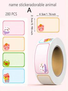 SHEIN 280pcs Cartoon Name Stickers, Colorful Label Stickers, Self-Adhesive Cube Stickers For Students Back To School Back To School