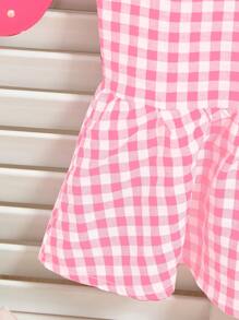 青少年女孩简约时尚经典红色格子无袖休闲衬衫