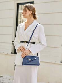 SHECARRY 女士手提包 PU 皮革 秋夏冬季 校园旅行通勤工作 优雅潮流 精致手提包 大容量 可调节肩带 金属装饰