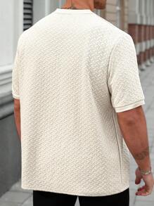 Manfinity Homme Áo thun nam cổ tròn tay ngắn họa tiết thường ngày cỡ lớn, màu mơ - Màu be - Xem 2