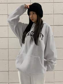 DAZY Letter Graphic Drop Shoulder Oversized Drawstring Hoodie,Fall Clothes