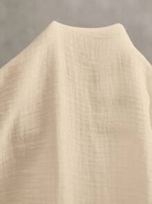 Poéselle 女士花卉刺绣 V 领灯笼袖衬衫 - 杏色 - 查看 9