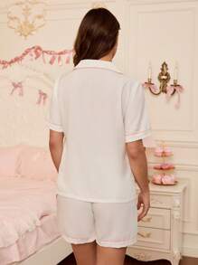 Women's Fashionable Shorts Pajama Set, Suitable For Summer - White - View 2