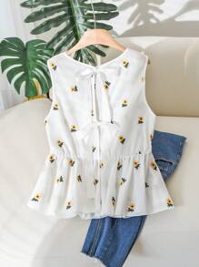 SHEIN Frenchy Plus Size Summer Casual Versatile Embroidered Doll Sweaters Ladies Blouse - Multicolor - View 2